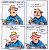 Cartoon: .... (small) by GB tagged fliege suppe leute mann gastronomie essen nahrung reklamation restaurant menue vegetarier fleisch speiselokal