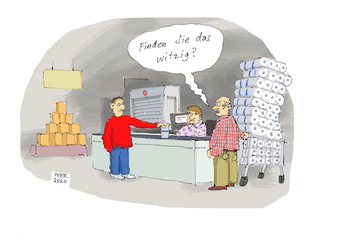 Cartoon: Nicht witzig! (medium) by darkplanet tagged corona,viren,toilettenpapier,wc,supermarkt,hamstern,corona,viren,toilettenpapier,wc,supermarkt,hamstern