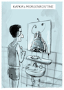 Cartoon: Die Verwandlung... (small) by markus-grolik tagged franz,kafka,literatur,weltliteratur,die,verwandlung,kaefer,geburtstag,autor,jahrestag,morgenroutine