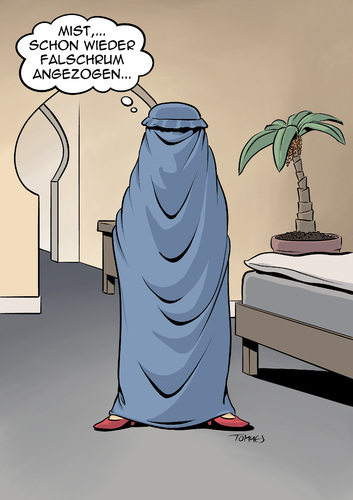 Cartoon: Burka Not (medium) by Tommestoons tagged burka,islam,mohammed,islamisten,verhuellung,frau,arabien,irak,iran,verwechslung,fehler,falschrum,umgedreht,umgekehrt,verdreht,kleidung,sehschlitz