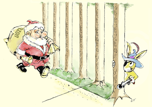 Cartoon: Der Dicke muss weg! (medium) by Simpleton tagged osterhase,weihnachtsmann,santa,claus,ostern