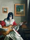 Cartoon: Die Gitarrenspielerin (small) by POLO tagged gitarre mädchen guitar girl vermeer gitarrenspielerin