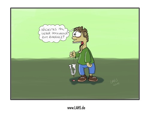 Cartoon: Do it yourself (medium) by LAHS tagged zahnarzt,zahn,zähne,zahnpflege,unterkiefer,heimwerken,schnur