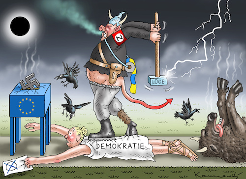 Cartoon: EU-WAHLEN (medium) by marian kamensky tagged eu,wahlen,afd,rechtsradikal,lügen,eu,wahlen,afd,rechtsradikal,lügen