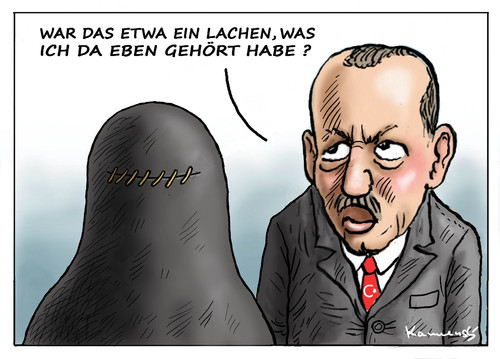 Cartoon: Türkisches Lachverbot (medium) by marian kamensky tagged erdogan,lachverbot,türkei,islam,frauenrechte,erdogan,lachverbot,türkei,islam,frauenrechte