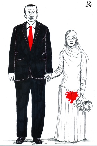 Cartoon: Child Bride (medium) by paolo lombardi tagged turkey,democracy,freedom,dictator
