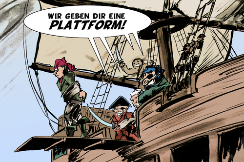 Cartoon: Plattform (medium) by Jaehling tagged comiczeichner,freischaffend,exposure,werbung,freelancer,grafiker,piraten,planke