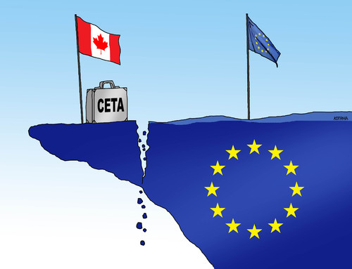 Cartoon: cetaeu (medium) by Lubomir Kotrha tagged ceta,canada,europe,eu,usa,brusel,world