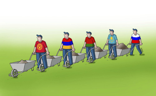 Cartoon: furikov (medium) by Lubomir Kotrha tagged eurasian,economic,union,russia,kazakhstan,belarus,armenia,kyrgyzstan,european,world
