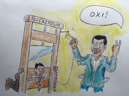 Cartoon: Tsipras Guillotine (medium) by CatPal tagged griechenlandkrise