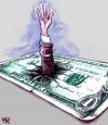 Cartoon: down dollar (small) by kap tagged money,dollar,economy,currency