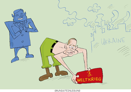 Cartoon: Grundsteinlegung (medium) by astaltoons tagged putin,ukraine,krieg,putin,ukraine,krieg