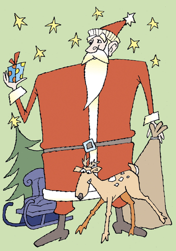 Cartoon: Weihnachten (medium) by astaltoons tagged weihnachten,weihnachtsmann,geschenke,tannenbaum,schlitten,rentier,sack,sterne