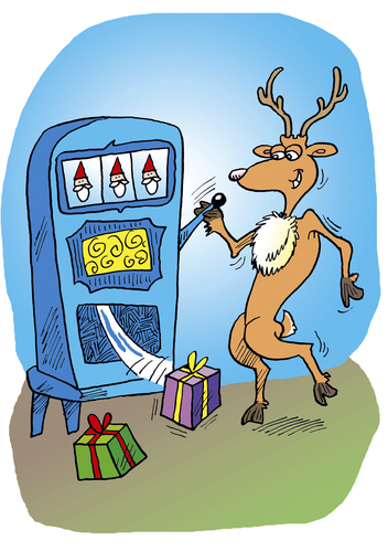 Cartoon: Weihnachtsmann (medium) by astaltoons tagged weihnachten,weihnachtsmann,spielen,rentier,geschenke,wünsche