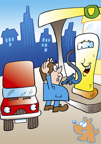 Cartoon: Zapfwahn (medium) by astaltoons tagged energiepreise,tankstelle,auto,pistole,wahn,zapfhahn,mann,hände,hoch