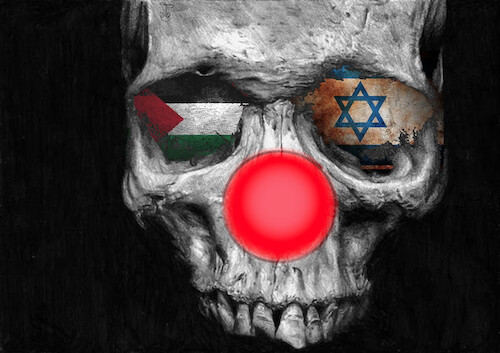 Cartoon: endspurt (medium) by ab tagged carneval,death,gaza,israel