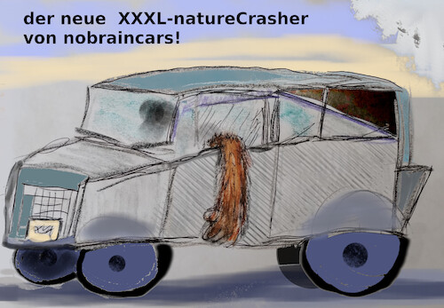 Cartoon: kaufen (medium) by ab tagged auto,monster,mega,grösse,verstand,natur,zerstörung