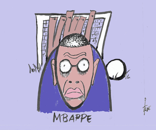 Cartoon: Mbappe (medium) by tiede tagged frankreich,schweiz,mbappe,elfmeter,tiede,cartoon,karikatur,frankreich,schweiz,mbappe,elfmeter,tiede,cartoon,karikatur