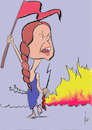 Cartoon: Greta 2021 (small) by tiede tagged greta,klima,fluten,hitze,feuer,brände,tiede,cartoon,karikatur