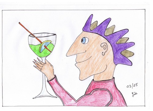 Cartoon: cocktail   Longdrinks (medium) by skätch-up tagged könig,king,pepermint,pfefferminze,waldmeister,woodruff,longdrink,cocktail,alcohol,non,alkohol,ohne