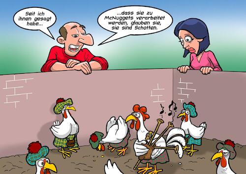Cartoon: McChicken (medium) by Chris Berger tagged mc,donalds,mac,nuggets,fast,food,huhn,hühner,chicken,mc,donalds,mac,nuggets,fast,food,huhn,hühner,chicken