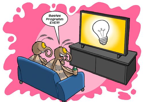 Cartoon: Motten (medium) by Chris Berger tagged motten,licht,fernsehen,programm,motten,licht,fernsehen,programm