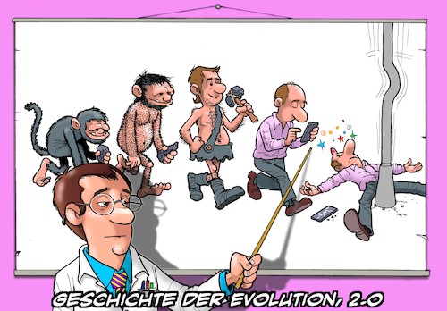 Cartoon: Smart Phone Evolution (medium) by Chris Berger tagged smartphone,handy,evolution,smartphone,handy,evolution