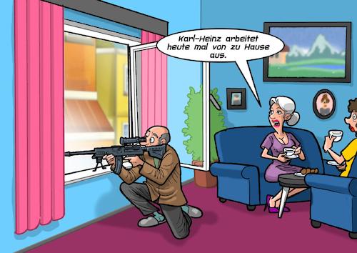 Cartoon: Sniper Homeoffice (medium) by Chris Berger tagged scharfschütze,killer,sniper,heimarbeit,homeoffice,gewehr,schütze,scharfschütze,killer,sniper,heimarbeit,homeoffice,gewehr,schütze