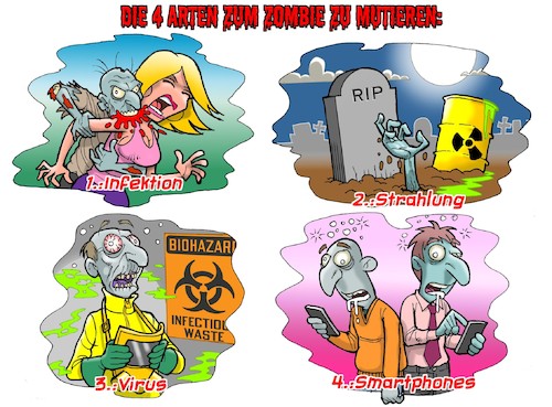 Cartoon: Zombienation (medium) by Chris Berger tagged zombie,smartphone,infektion,walking,dead,zombie,smartphone,infektion,walking,dead