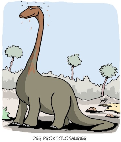 Cartoon: Neue Saurierart!! (medium) by Karsten Schley tagged dinosaurier,geschichte,evolution,erde,lebewesen,biologie,tiere,natur,umwelt,dinosaurier,geschichte,evolution,erde,lebewesen,biologie,tiere,natur,umwelt