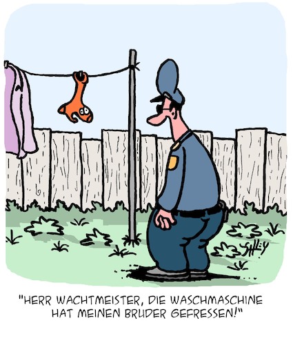 Cartoon: POLIZEI!!! (medium) by Karsten Schley tagged polizei,mythen,technik,waschmaschinen,kleidung,socken,kriminalität,ernährung,medien,gesellschaft,polizei,mythen,technik,waschmaschinen,kleidung,socken,kriminalität,ernährung,medien,gesellschaft