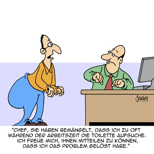 Cartoon: Problemlösung!! (medium) by Karsten Schley tagged arbeit,arbeitgeber,arbeitnehmer,business,wirtschaft,arbeitszeit,gesundheit,verdauung,jobs,arbeit,arbeitgeber,arbeitnehmer,business,wirtschaft,arbeitszeit,gesundheit,verdauung,jobs
