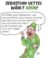 Cartoon: Der grüne Herr Vettel (small) by Karsten Schley tagged vettel,glaubwürdigkeit,formel1,wahlen,politik,privatjets,emissionen,klima,treibstoff,prominente,steuern,gesellschaft,medien,unterhaltung,sport,deutschland