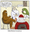 Cartoon: My Name Is Bigfoot (small) by noodles tagged religion,support,groups,santa,loch,ness,monster,god,donuts