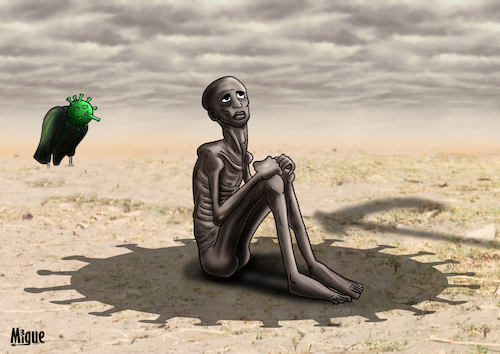 Cartoon: hunger and Coronavirus (medium) by miguelmorales tagged coronavirus,hunger,pandemic,africa,hungry,poverty,death,malnutrition,children,crisis,food,starvation,coronavirus,hunger,pandemic,africa,hungry,poverty,death,malnutrition,children,crisis,food,starvation