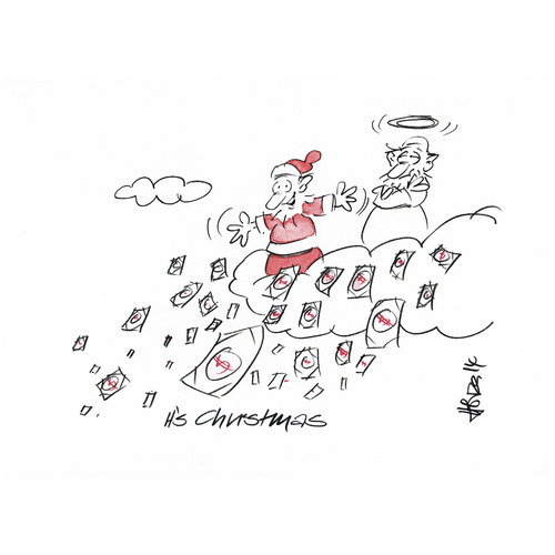 Cartoon: Christmas Money (medium) by helmutk tagged business,economy