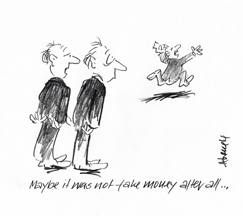 Cartoon: Fake? (medium) by helmutk tagged money