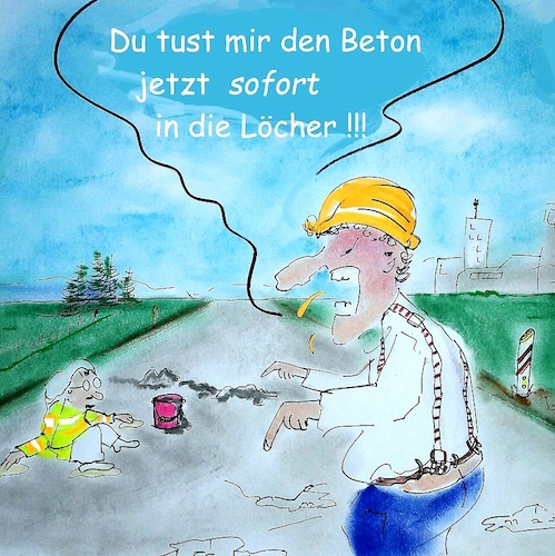 Cartoon: Betonaktivisten (medium) by TomPauLeser tagged beton,klimaaktivist,berlin,strasse,brücke,kleben