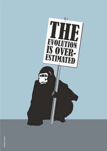 Cartoon: -the evolution is overestimated (medium) by Büro für gehobenen Unfug tagged evolution,respect,live,sense,environment,peace