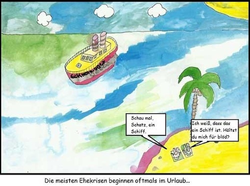 Cartoon: Ehekrise... (medium) by Sven1978 tagged ehekrise,urlaub,reisen,sommer,mann,frau,scheidung,streit,zank