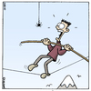 Cartoon: Zwei Seiltänzer (small) by Rovey tagged spinne,seiltänzer,drahtseil,schreck,höhe,angst,artist,spinnenphobie,balance,hochseil,berg,luft,schock,bug,spider,acrobat,aerialist