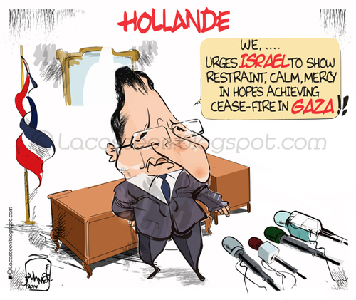 Cartoon: hollande-Gaza (medium) by Lacosteenz tagged hollande