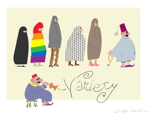 Cartoon: Variety (medium) by gungor tagged woman,woman,muslime,world,lesbian,chador