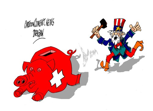 Cartoon: Estados Unidos- Suiza-disputa (medium) by Dragan tagged estados,unidos,suiza