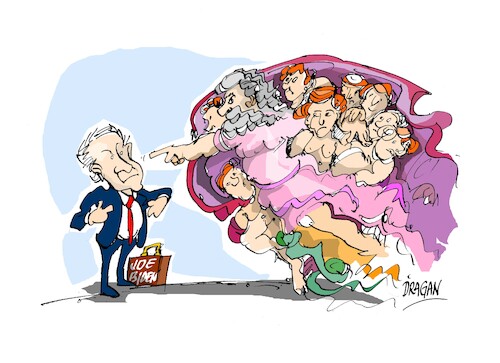 Cartoon: Joe Biden-Dmitri Rogozin-Dios (medium) by Dragan tagged joe,biden,dmitri,rogozin,dios