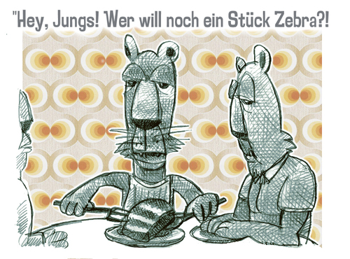 Cartoon: Zebra (medium) by jenapaul tagged löwen,tiere,menschen,zebras,animals