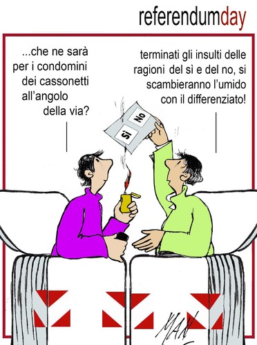 Cartoon: referendum day (medium) by Enzo Maneglia Man tagged cassonettari,referendumday,maneglia,man,fighillearte