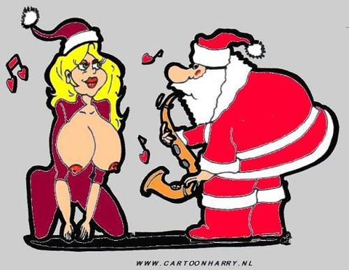 Cartoon: Christmas Girl3 (medium) by cartoonharry tagged christmas,xmas,sexy,girl,cartoonharry,notes,sax