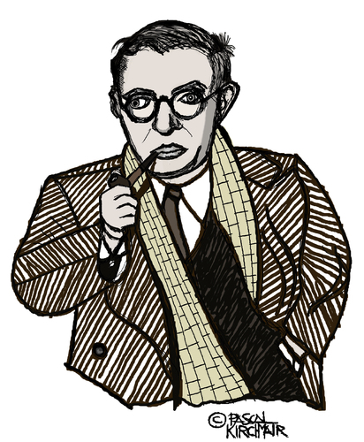 Cartoon: Jean-Paul Sartre (medium) by Pascal Kirchmair tagged schriftsteller,author,french,frankreich,jean,paul,sartre,philosoph,existentialisme,cartoon,caricature,karikatur