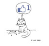 Cartoon: Minou aime ca (small) by Pascal Kirchmair tagged satisfied,zufrieden,content,animals,tiere,cat,minou,chat,katze,like,button,facebook